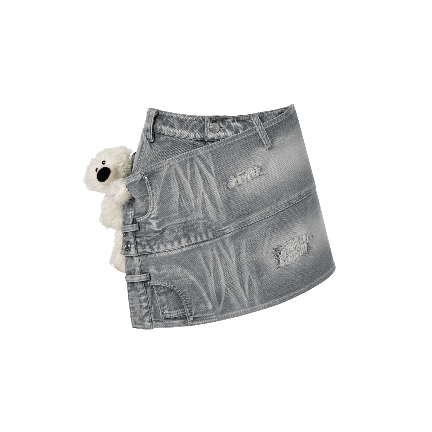 13DE MARZO Bear Horizontal Jeans Dress Gray