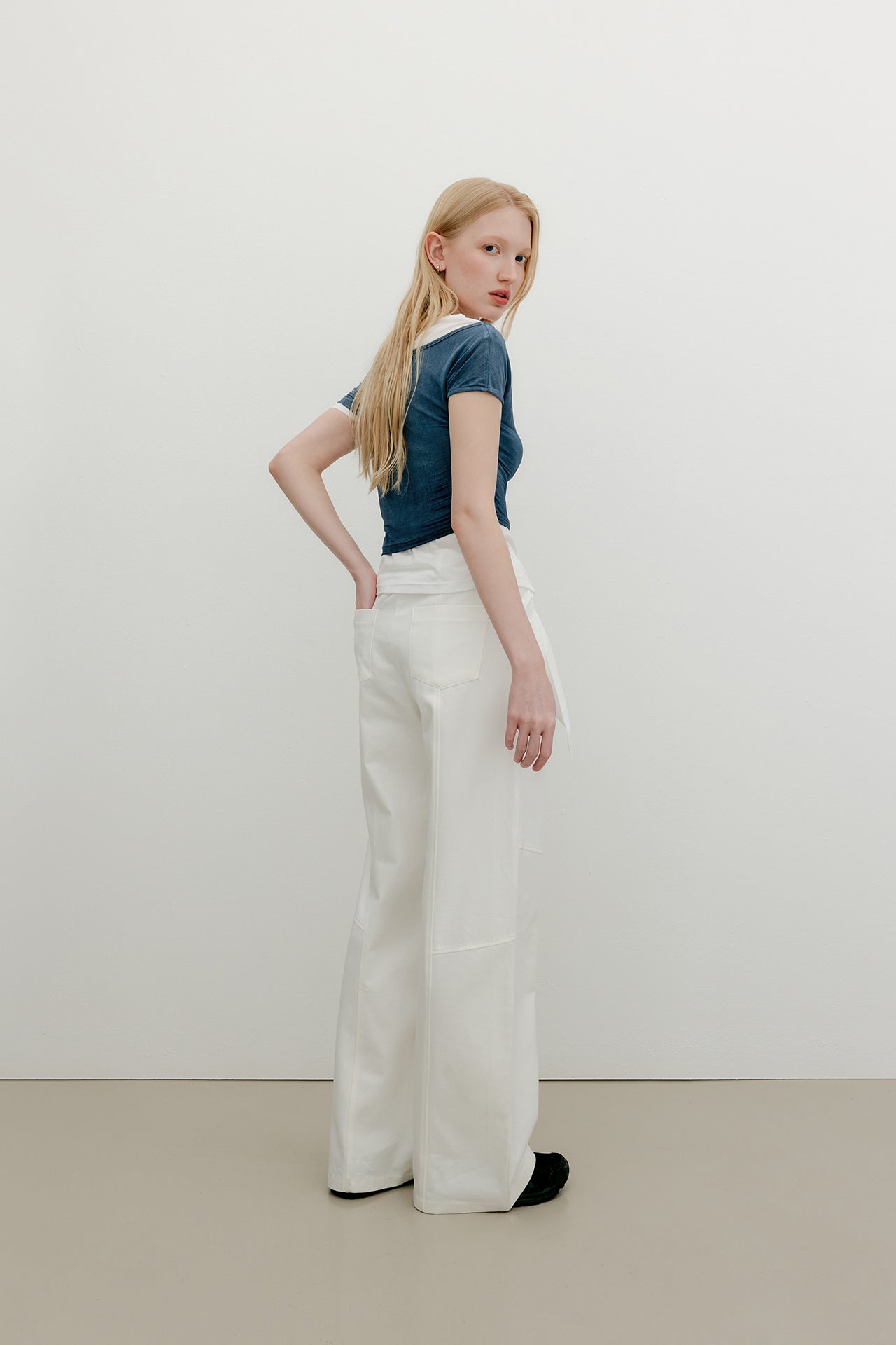 YUSE Mesh Layered Printed Shirring Tube Top - Black