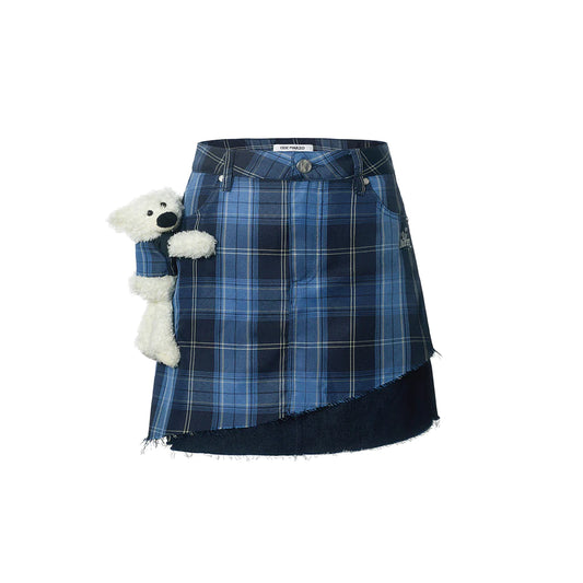 13DE MARZO Doozoo Plaid Denim Skirt