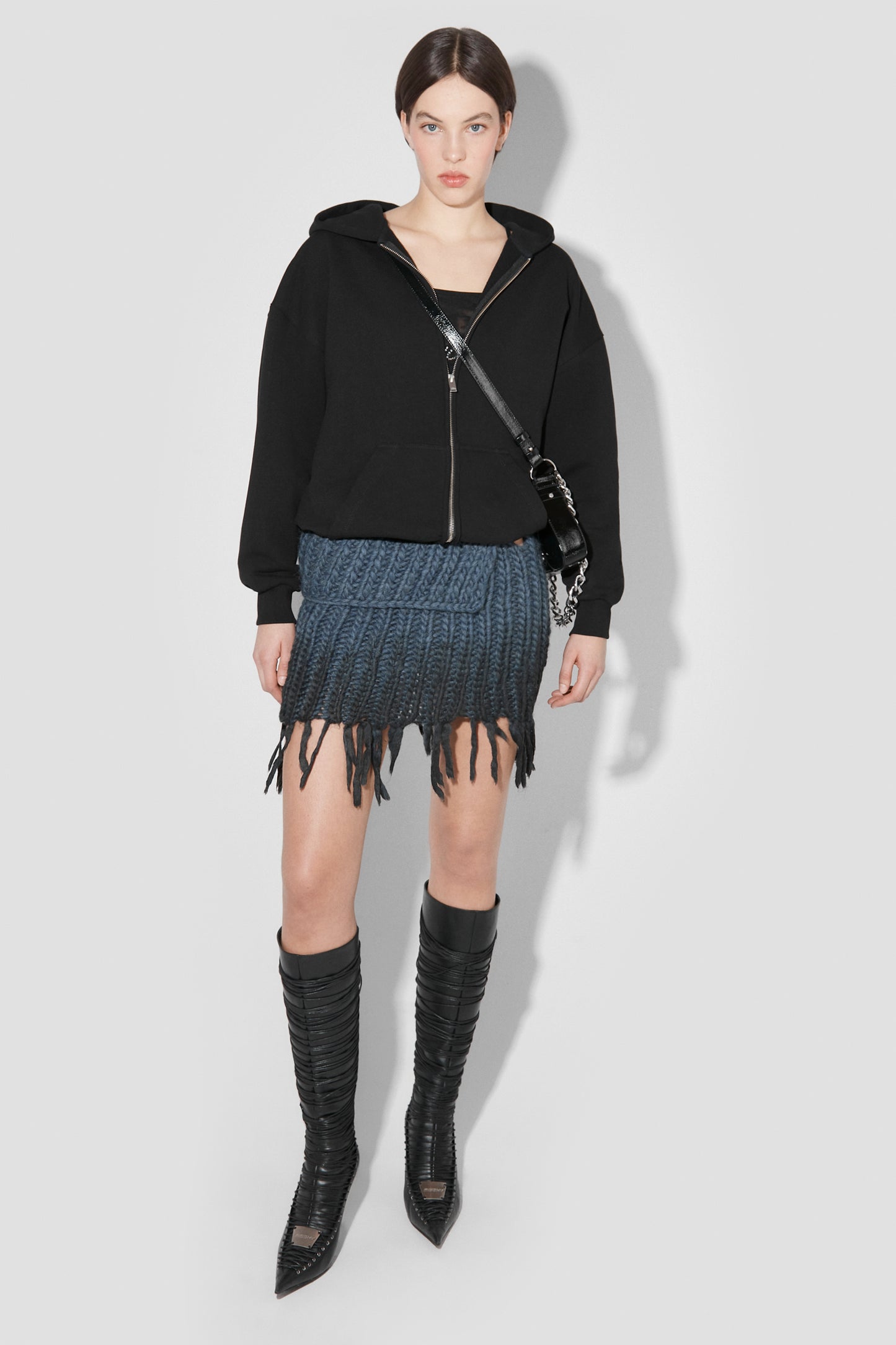 MISBHV Coated Bulky Knitted Mini Skirt