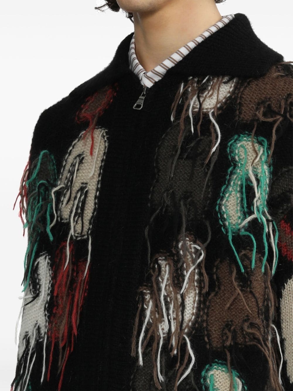 ANDERSSON BELL Rainbow Intarsia Zip-up Cardigan