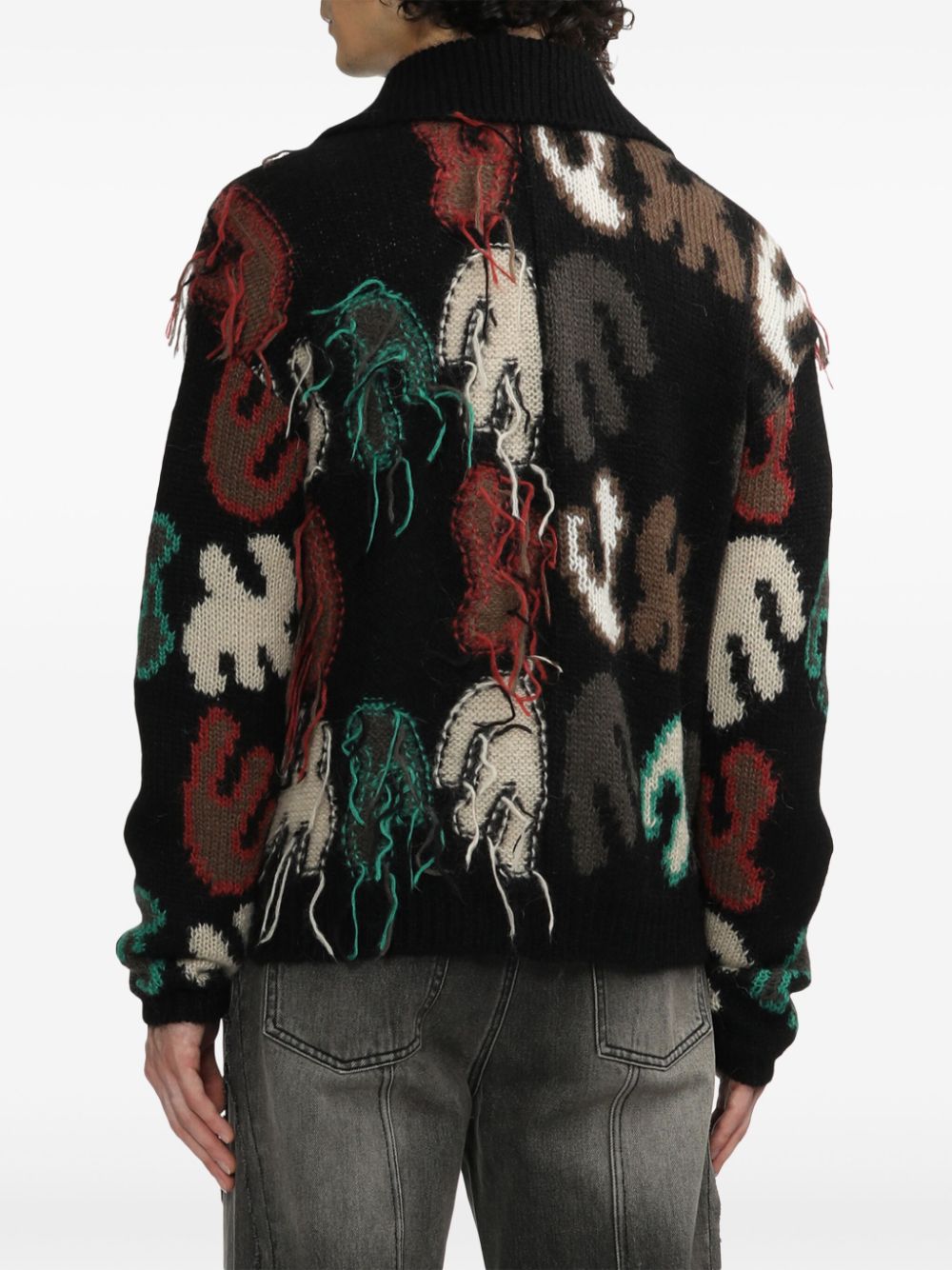 ANDERSSON BELL Rainbow Intarsia Zip-up Cardigan