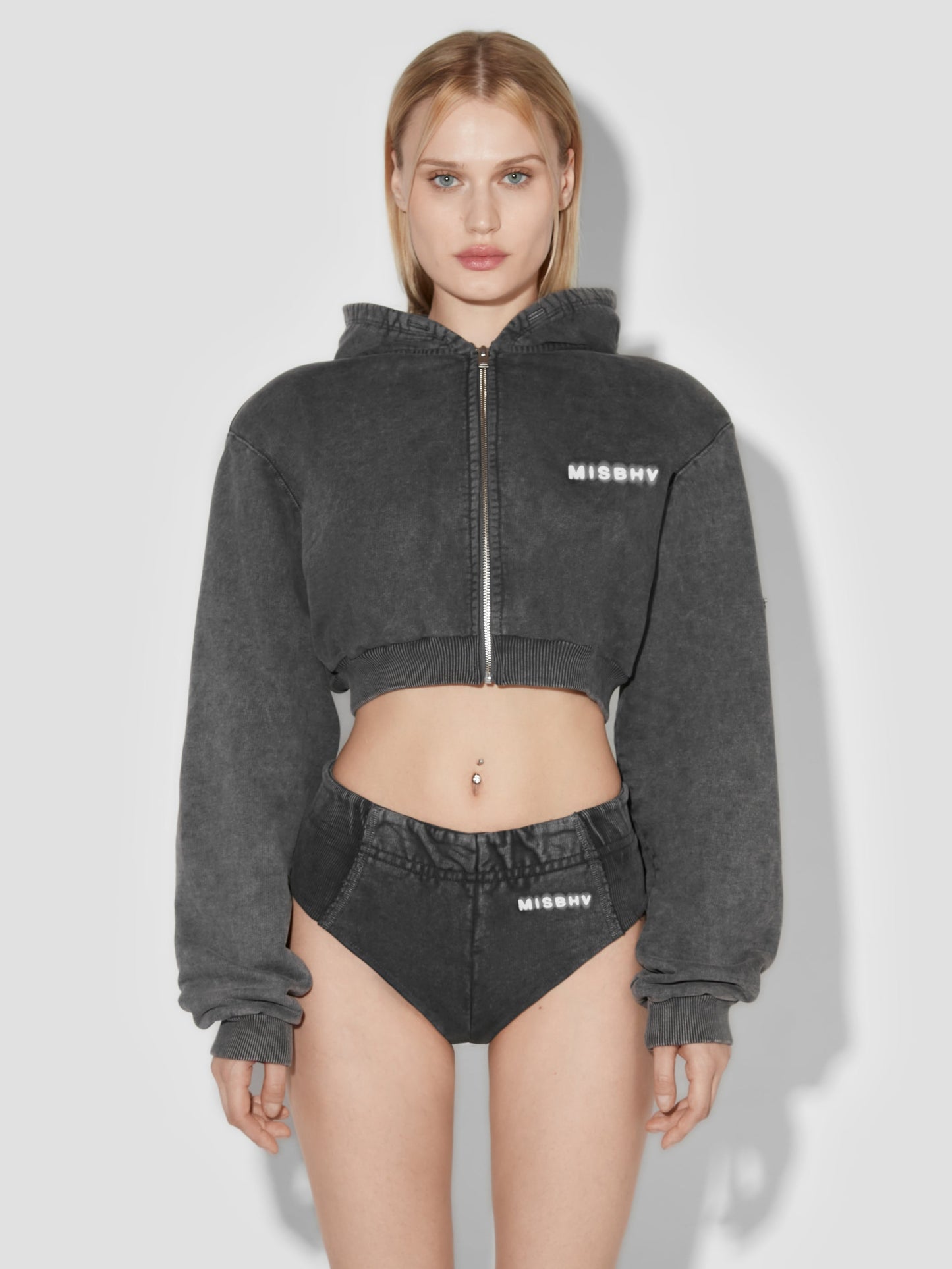 MISBHV Community Cropped Zipped Hoodie