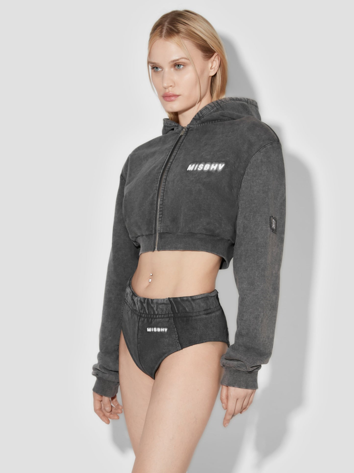 MISBHV Community Cropped Zipped Hoodie
