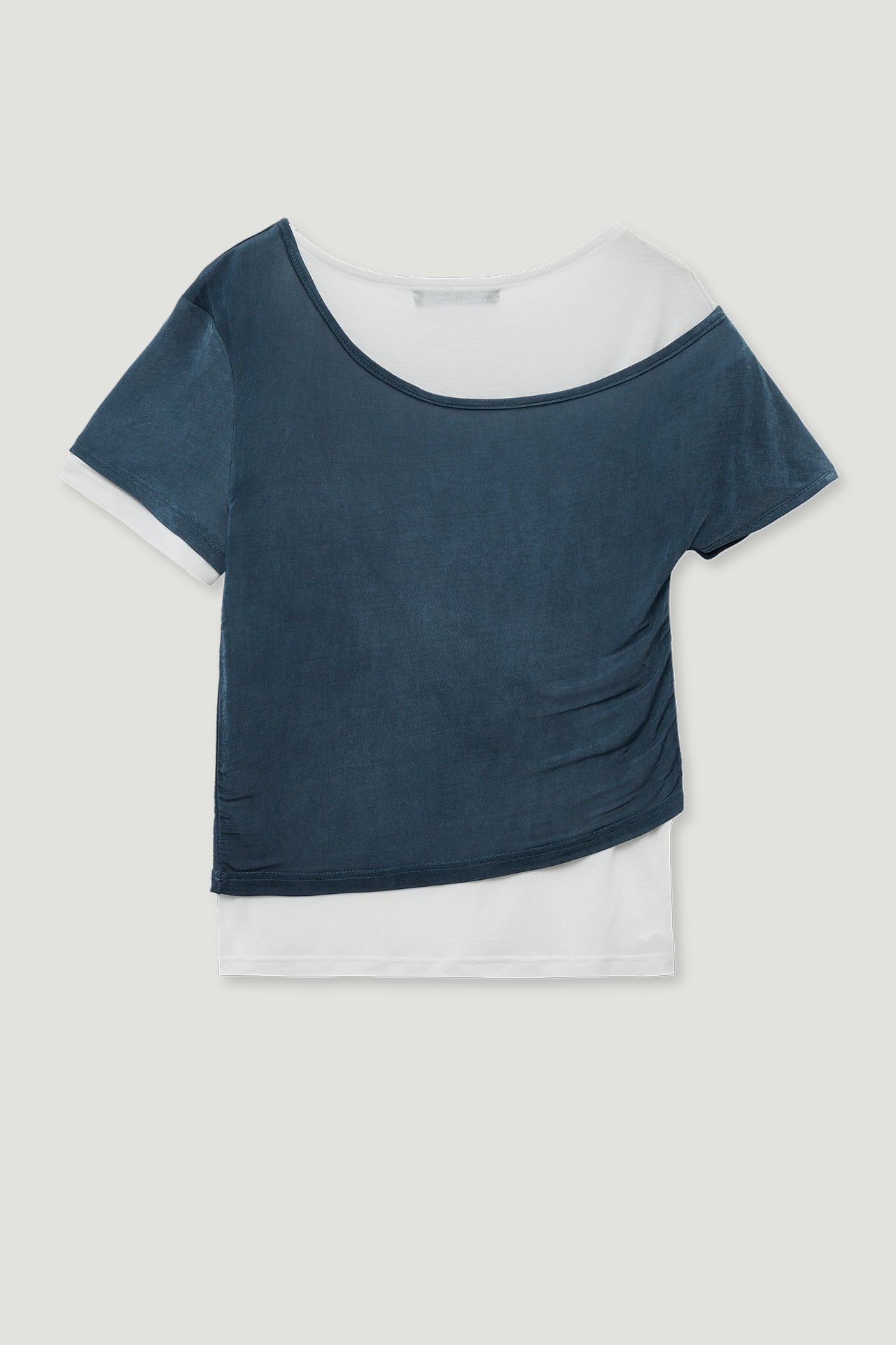 YUSE Mesh Layered Printed Shirring Tube Top - Black