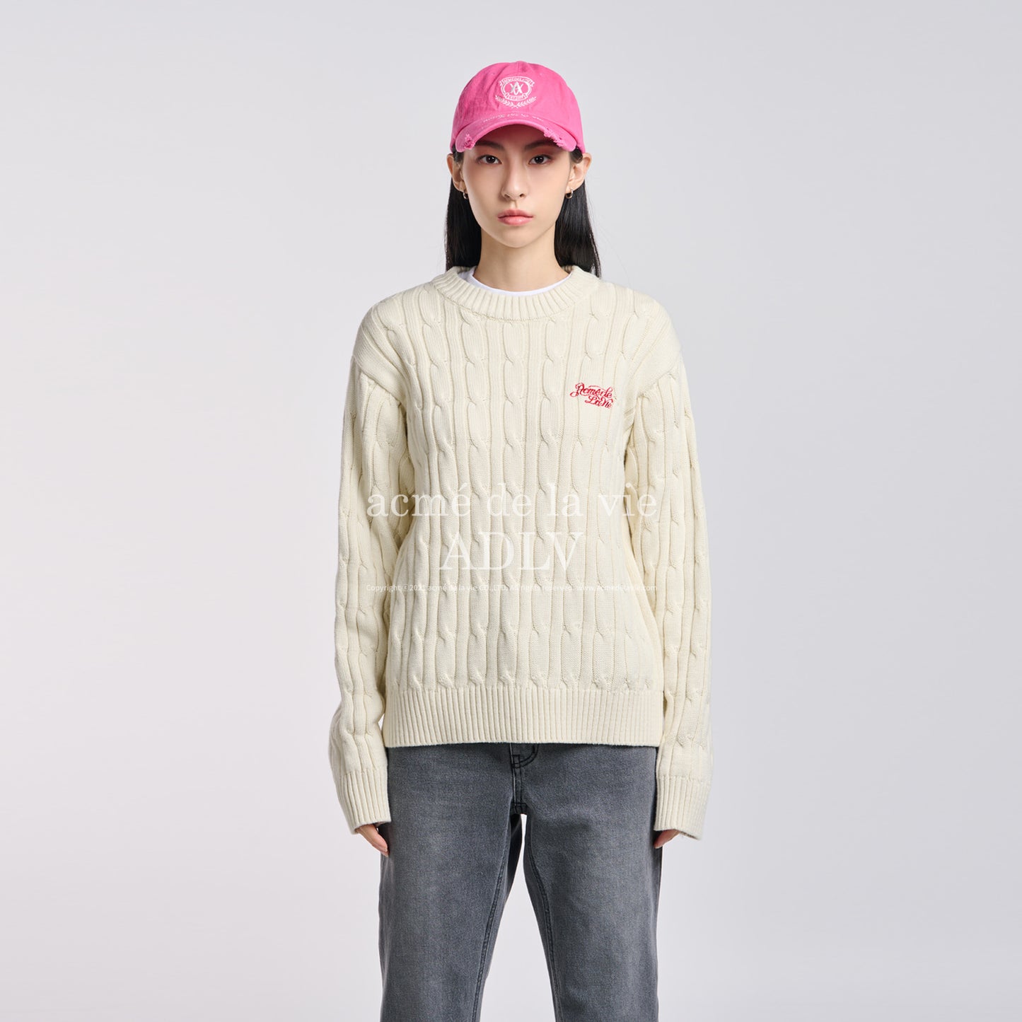 ADLV Laurel Emblem Destroyed Washing Ball Cap Pink