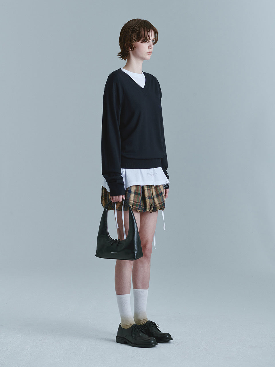 MARGESHERWOOD Hobo Shoulder_Black Glossy Plain