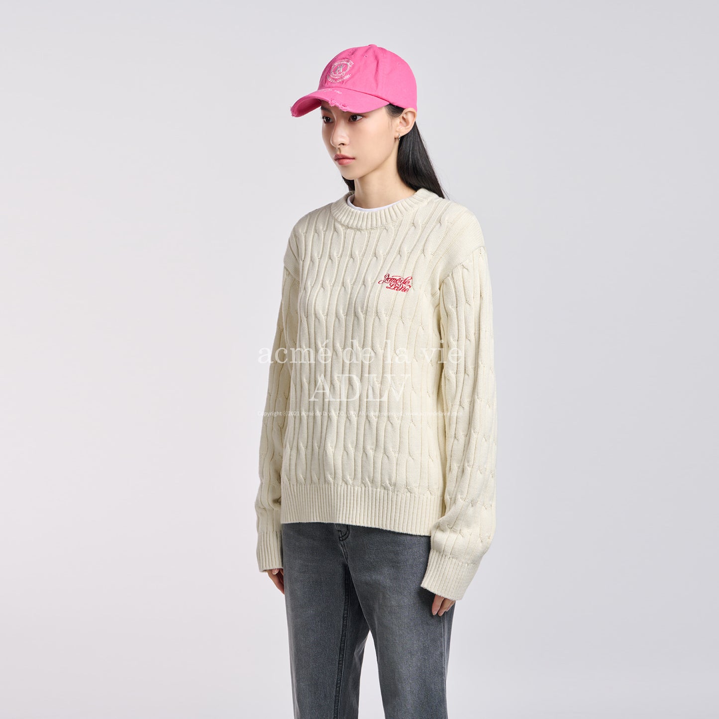 ADLV Laurel Emblem Destroyed Washing Ball Cap Pink