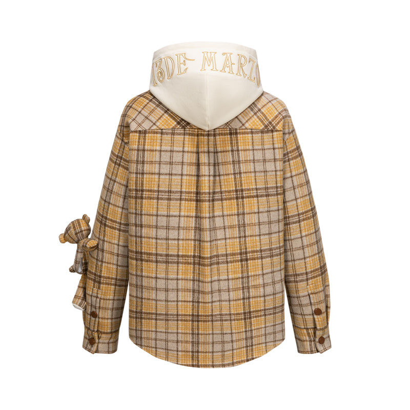 13DE MARZO Doozoo Checked Hooded Jacket Yellow