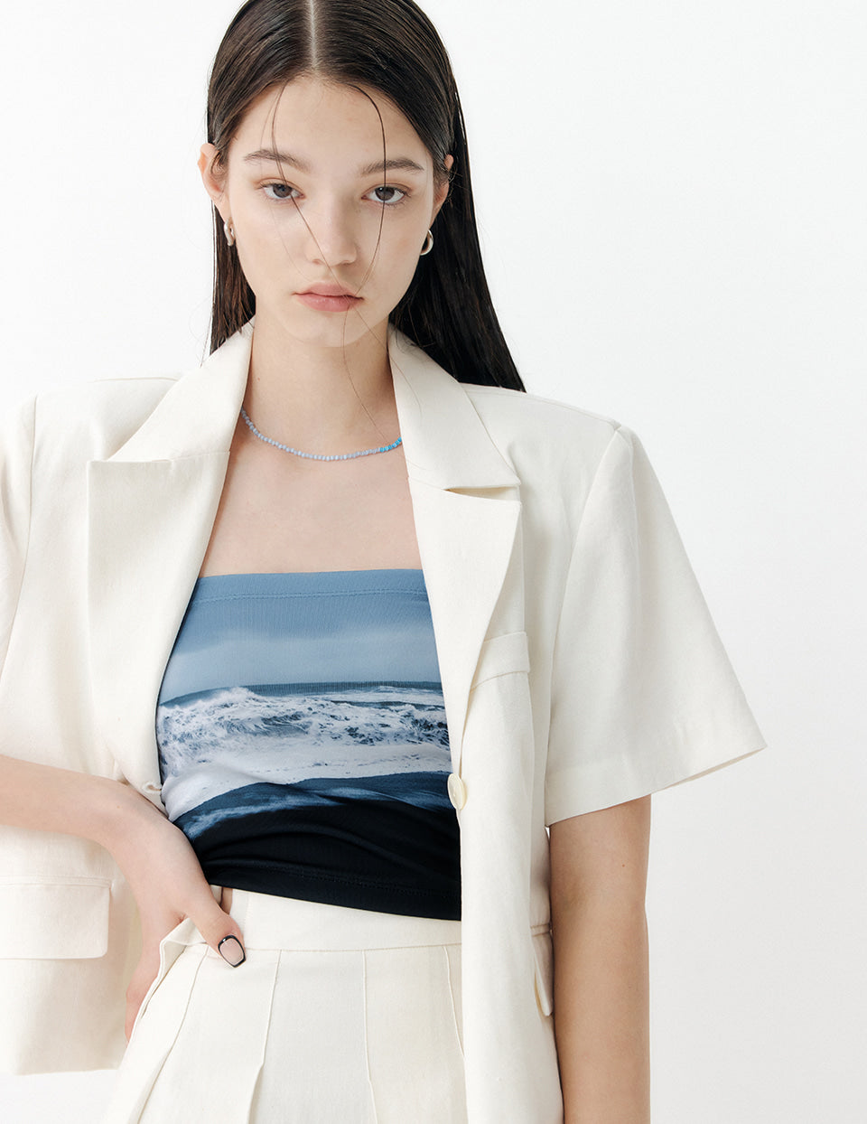 YUSE Printed Tube Top - Blue Wave