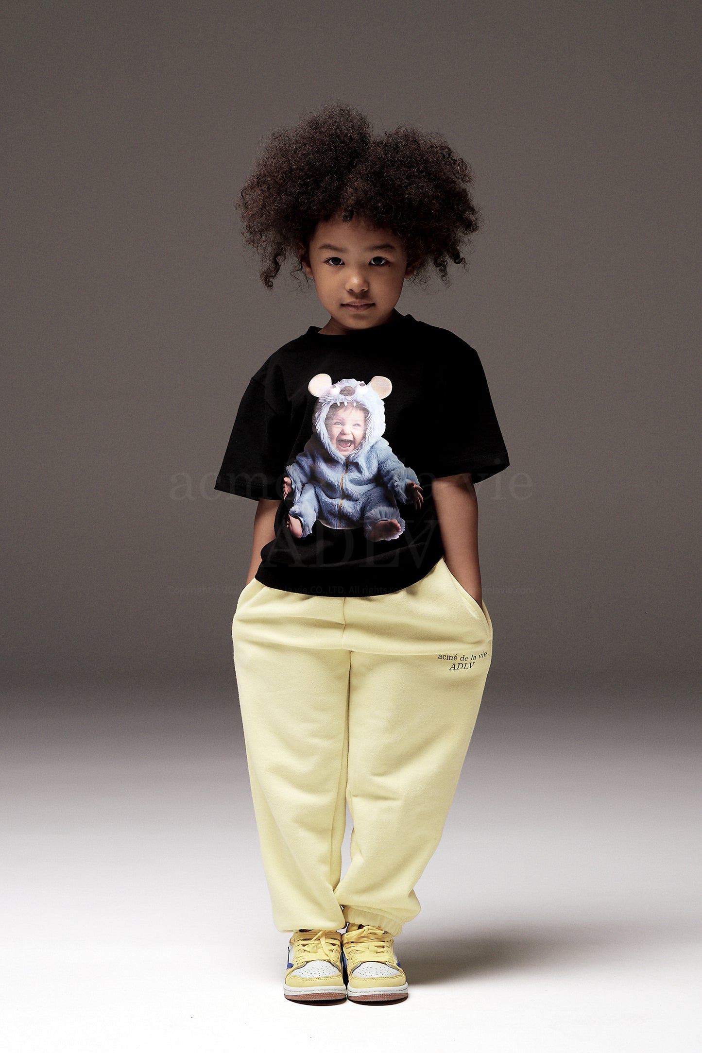 ADLV Kids Babt Face Monster Baby Short Sleeve T-shirt Black