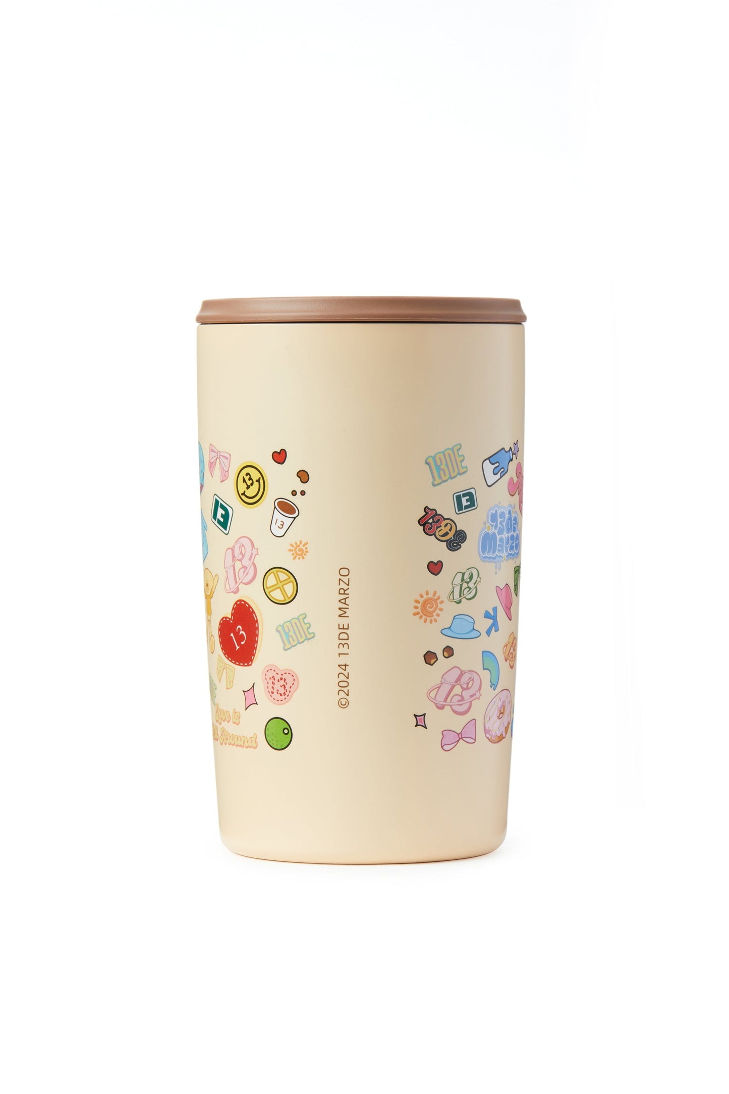 13DE MARZO Bear Insulated Travel Mug Brown