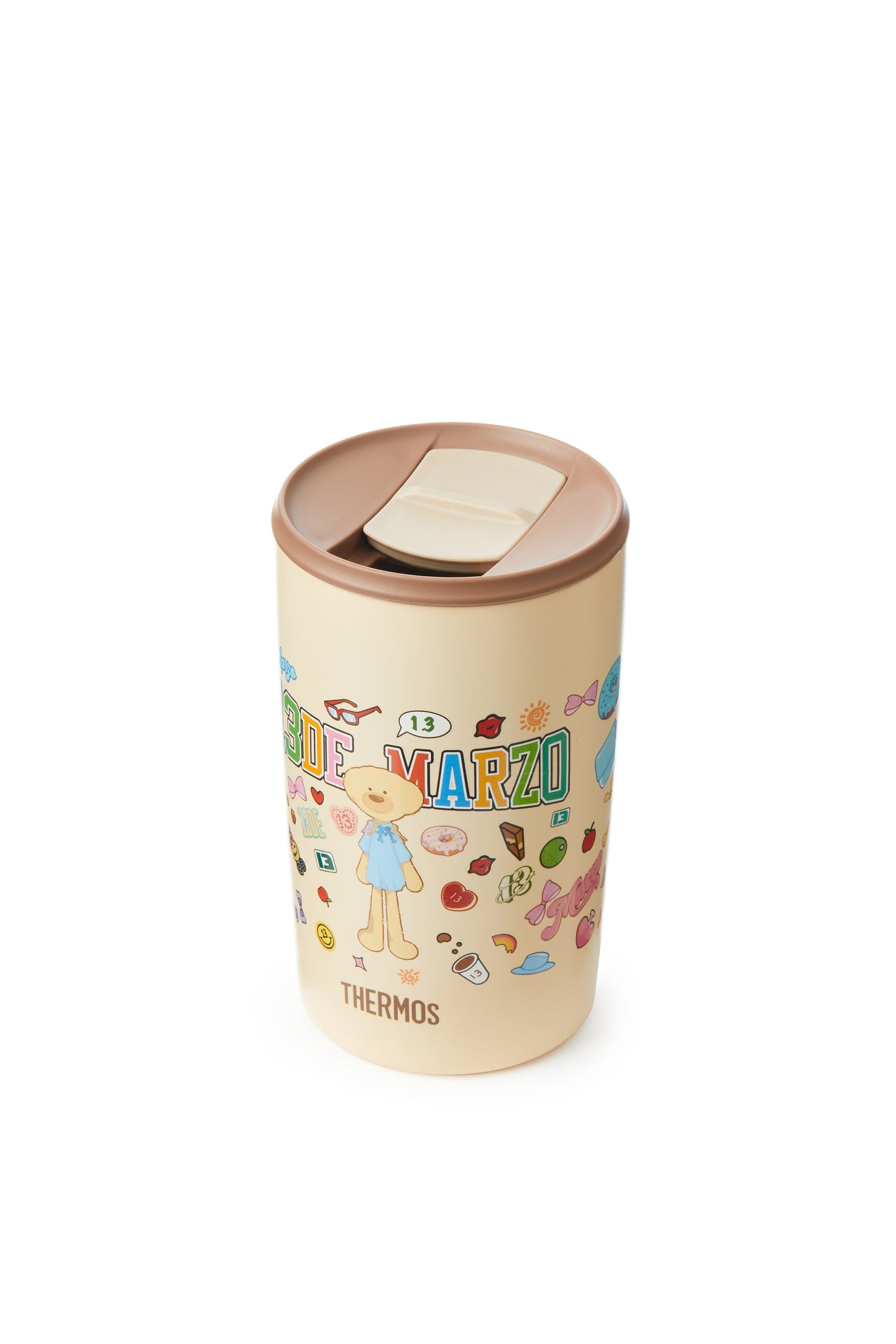13DE MARZO Bear Insulated Travel Mug Brown