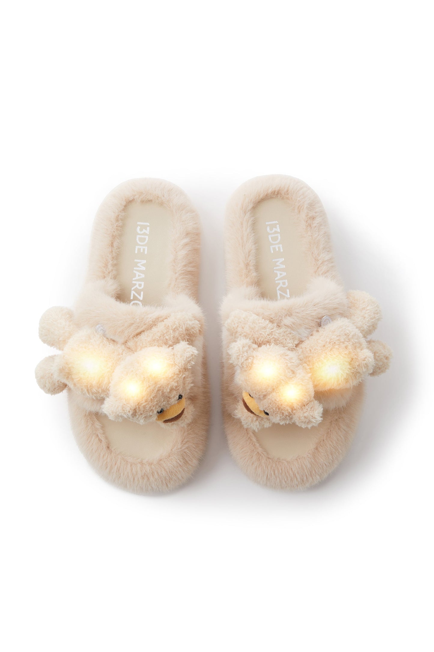13DE MARZO Doozoo Glowing Fuzzy Slipper Khaki