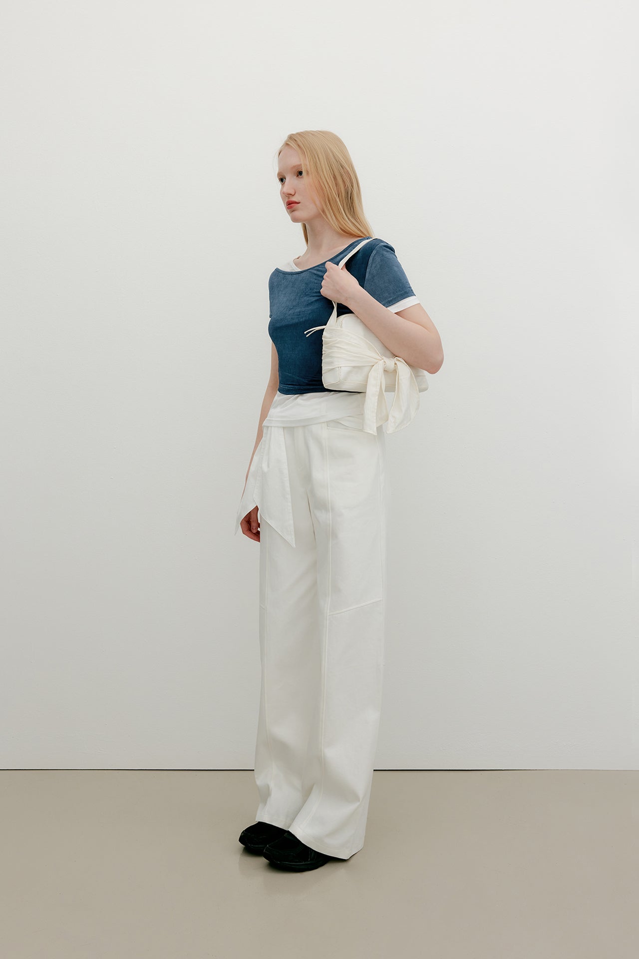 YUSE Mesh Layered Printed Shirring Tube Top - Black