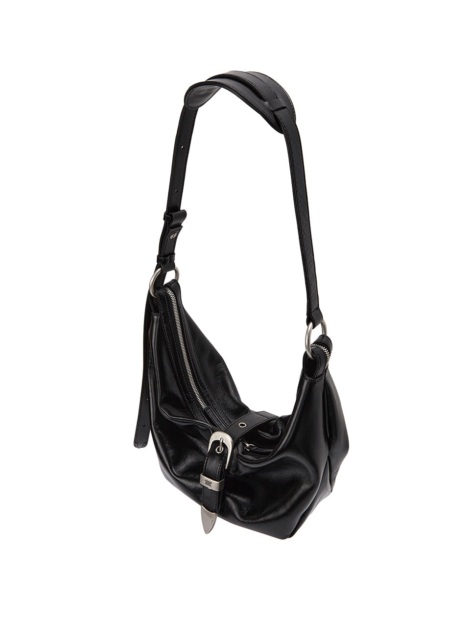 MARGESHERWOOD Belted Hobo Medium_Black Glossy Plain