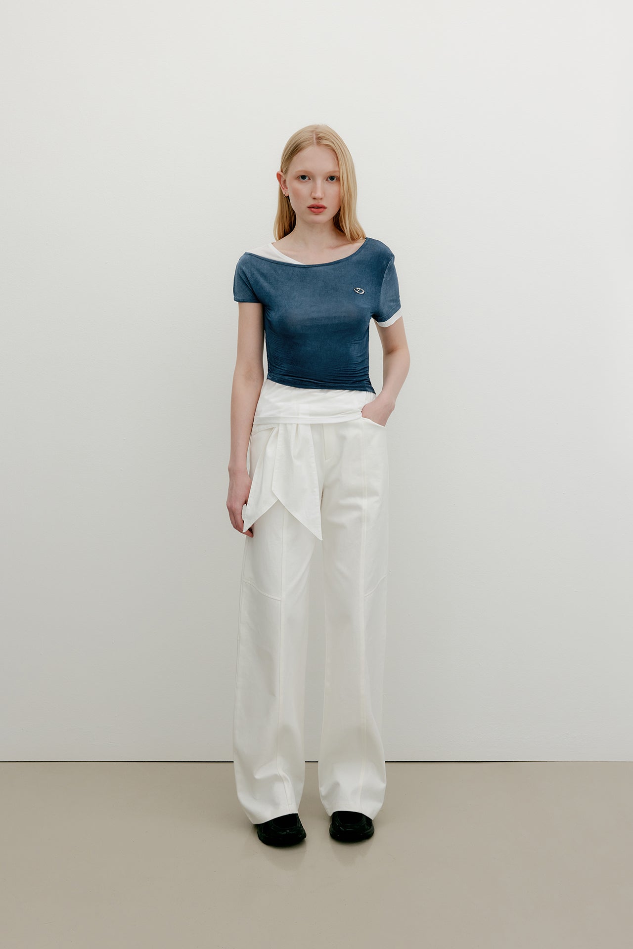 YUSE Mesh Layered Printed Shirring Tube Top - Black