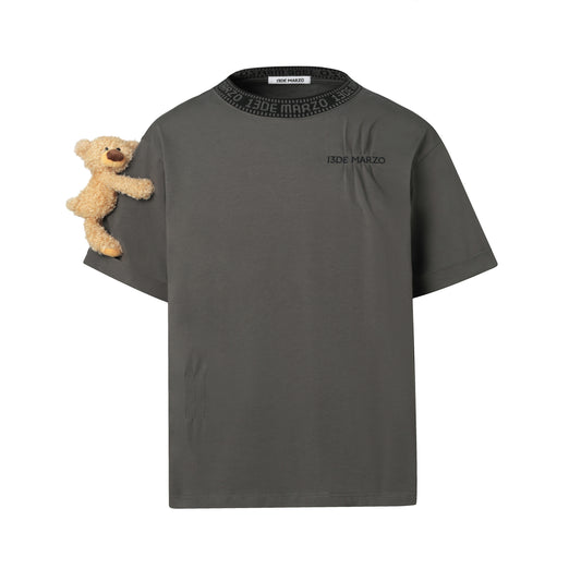 13DE MARZO Round Neck Stitch Logo T-shirt Black