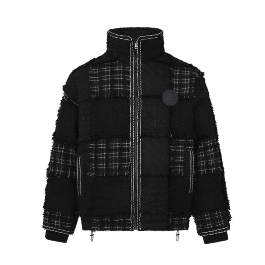13DE MARZO Tweed Patch Down Jacket Black