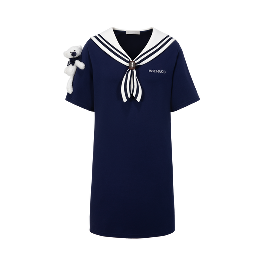 13DE MARZO Sailor Collar Dress Navy Blue