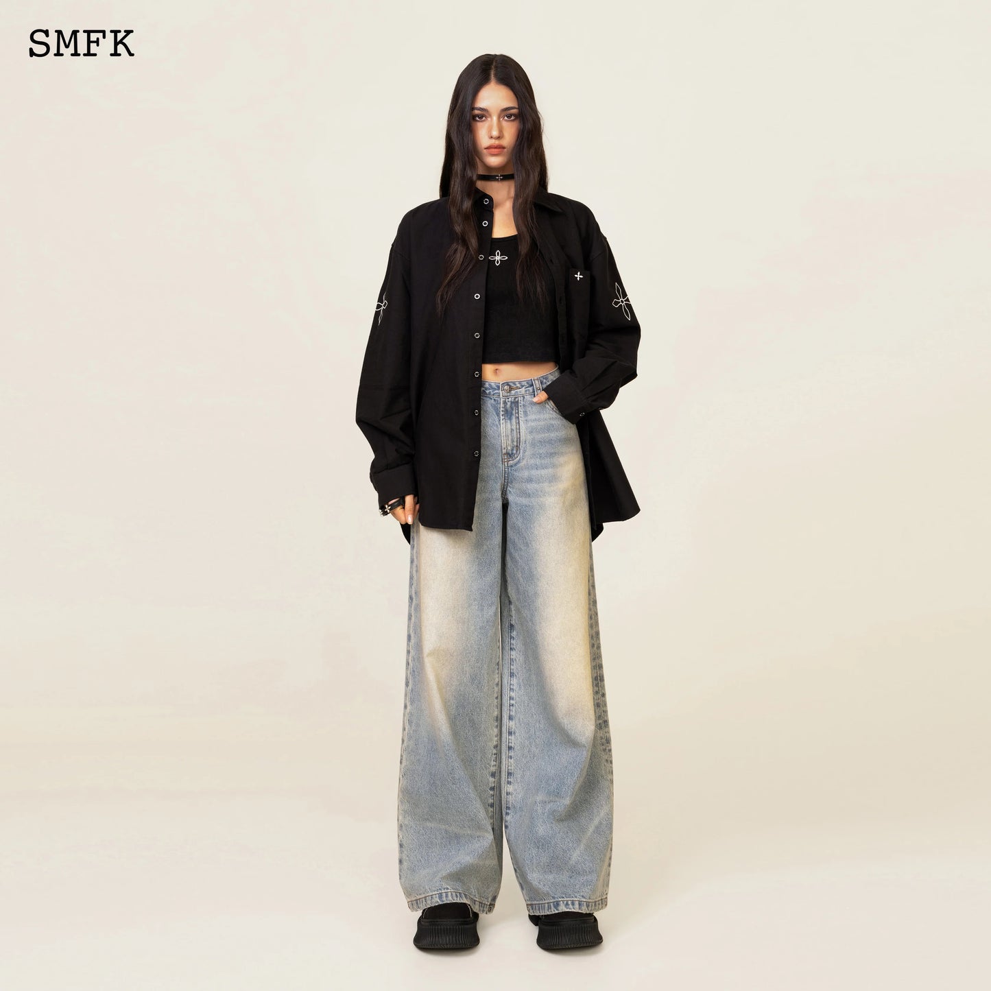 SMFK Compass Black Night Flower Classical Shirt