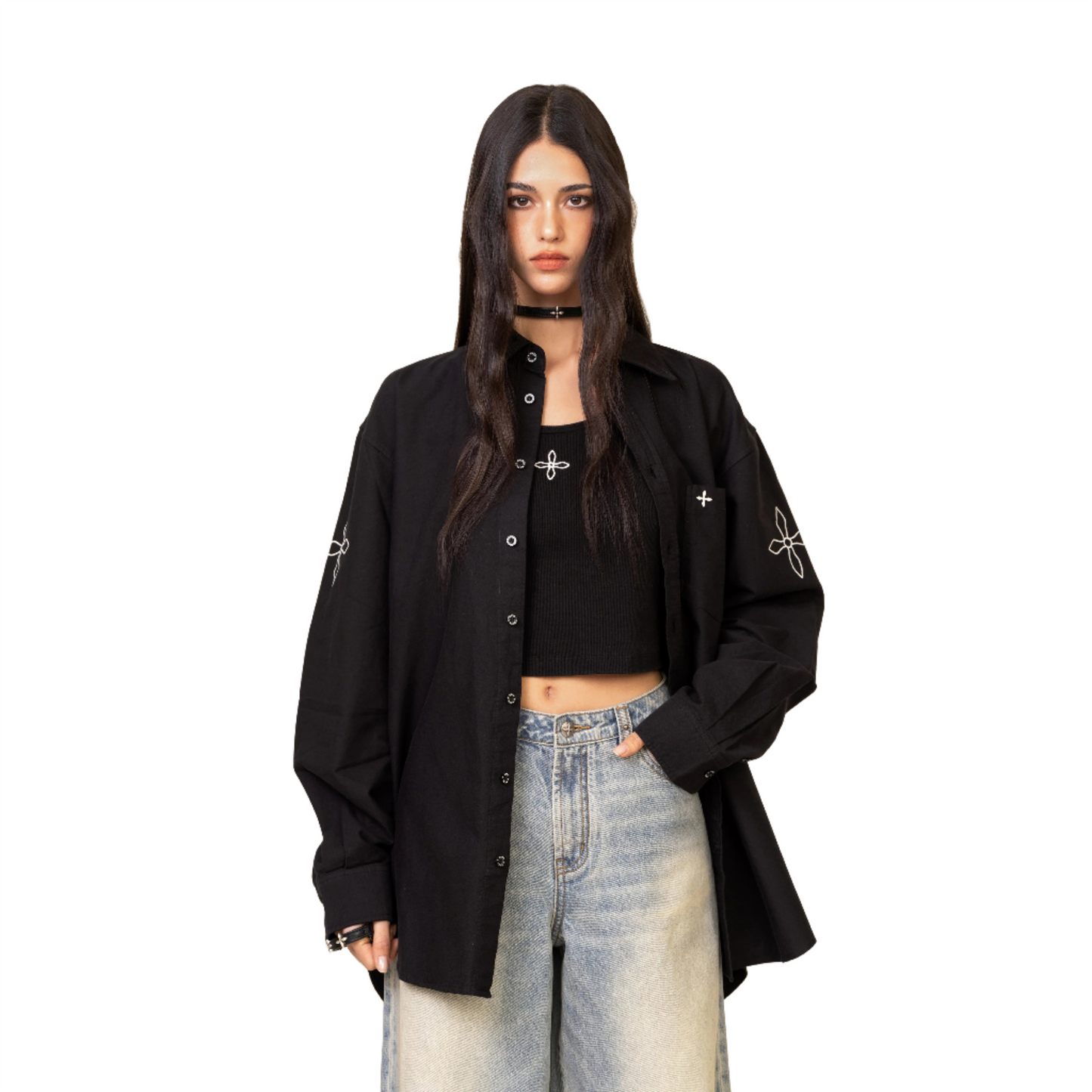 SMFK Compass Black Night Flower Classical Shirt