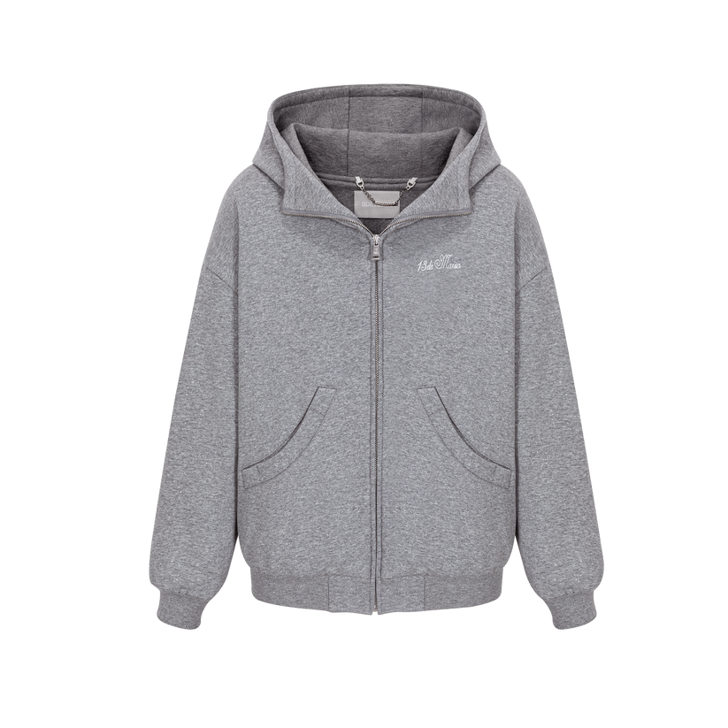 13DE MARZO Star Sand Zip Hoodie Grey