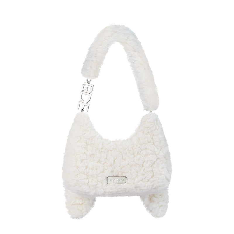 13DE MARZO Doozoo Fuzzy Underarm Bag White