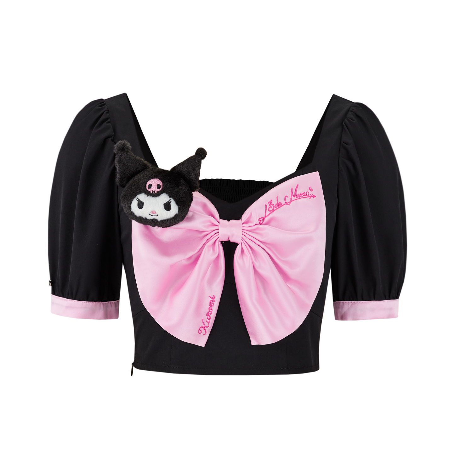 13DE MARZO Kuromi Bowknot Puff Top Black