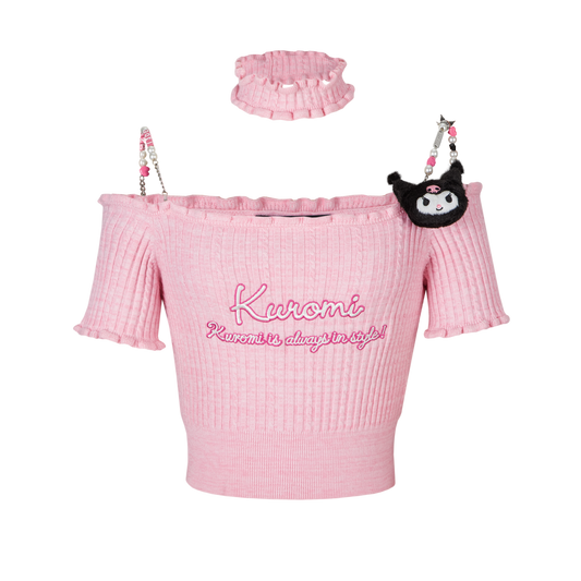 13DE MARZO Kuromi Knit Top Pink
