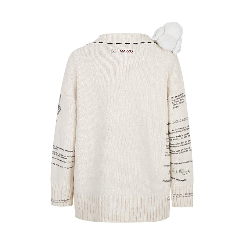 HARRY POTTER × 13DE MARZO Hedwig Hogwarts Offer Cardigan Beige