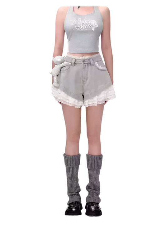 13DE MARZO Bear Lacy Hot Shorts Grey