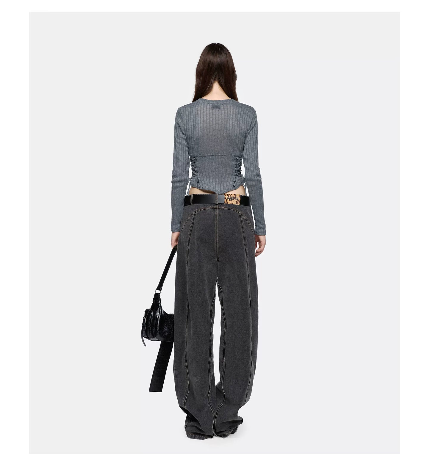 24ANS Strappy Crop Top Knitwear Grey