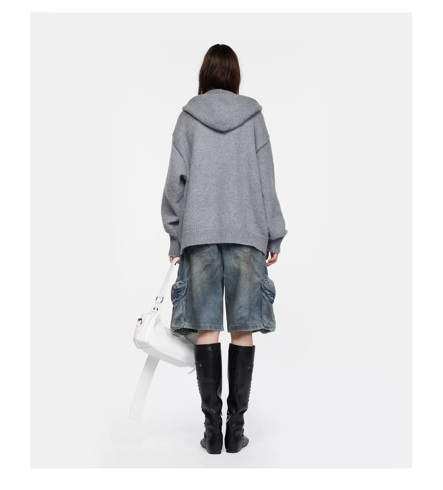 24ANS Detachable Braid Sweater Grey