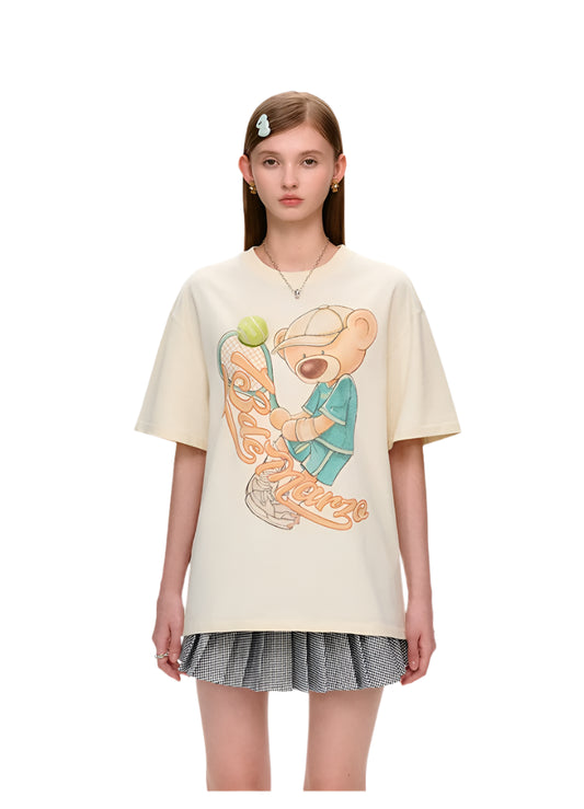 13DE MARZO Tennis Bear T-shirt White