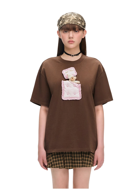 13DE MARZO Sleeping Bear T-Shirt Brown