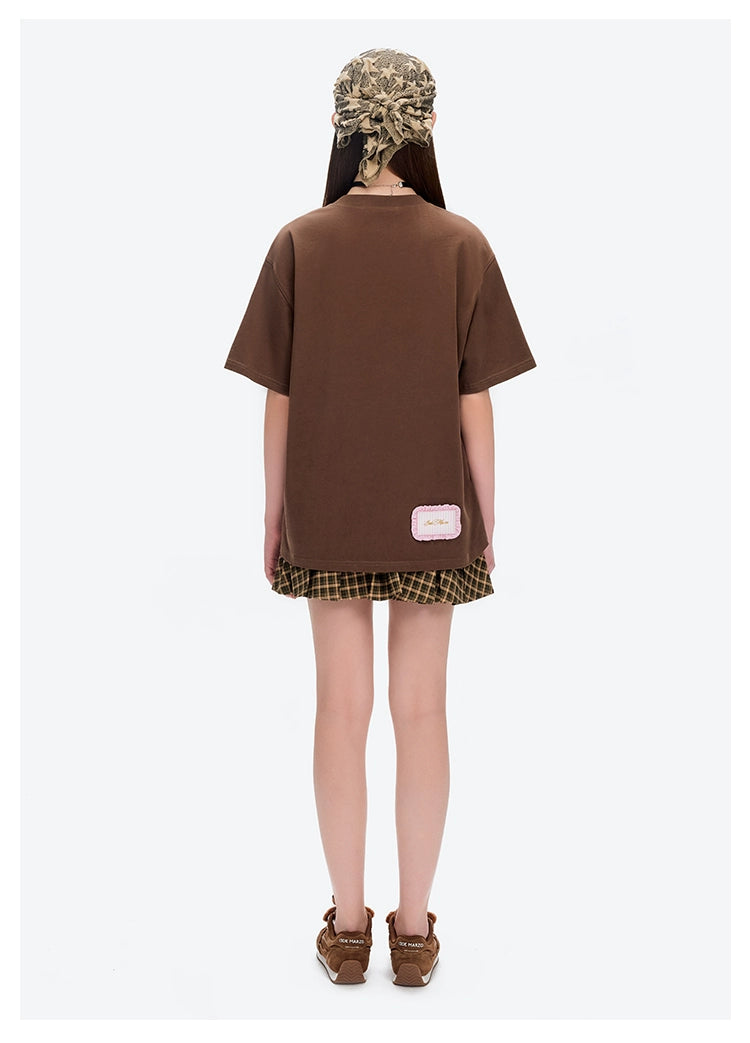 13DE MARZO Sleeping Bear T-Shirt Brown