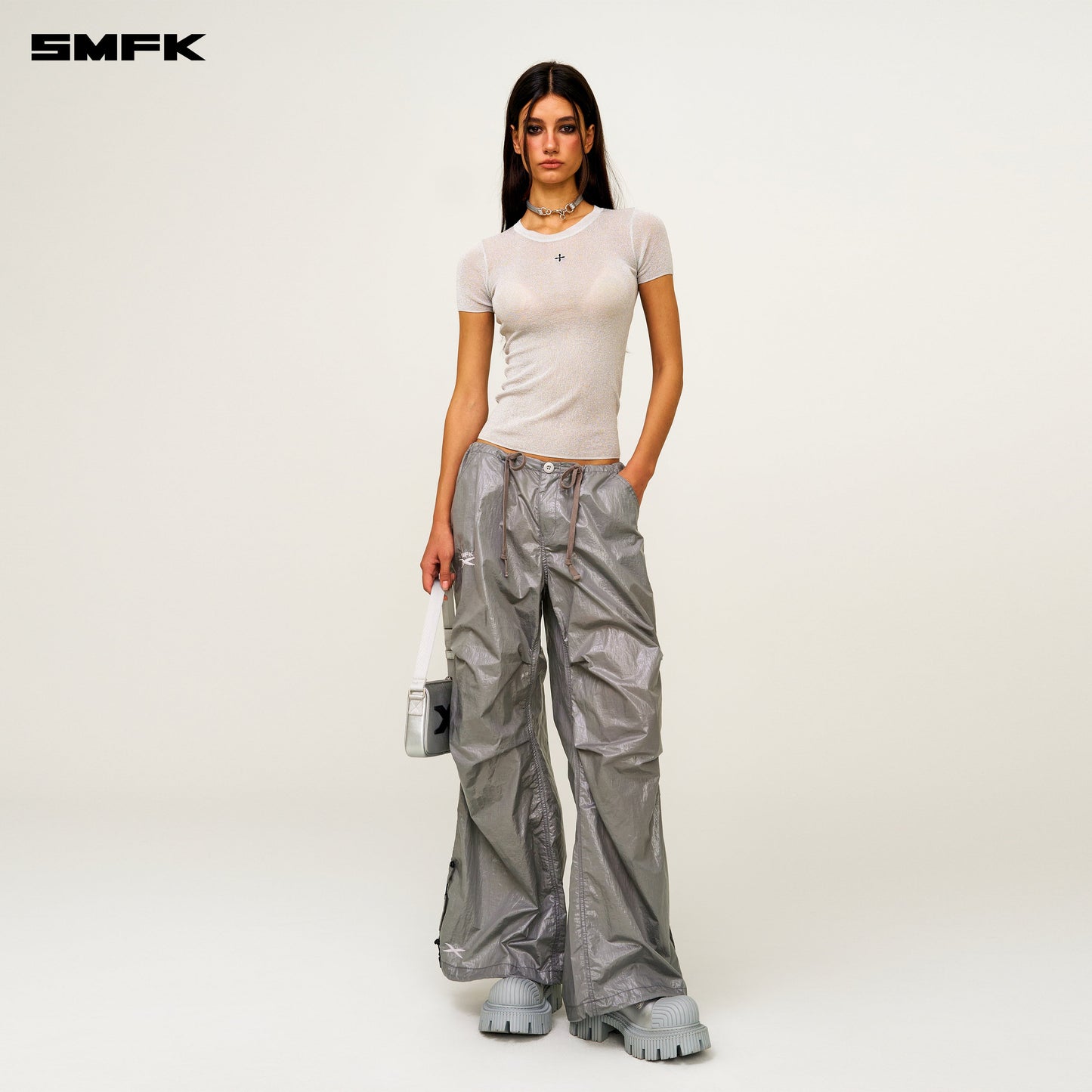 SMFK FUTURE Mirage Interstellar Tech Wide Leg Pants Gray