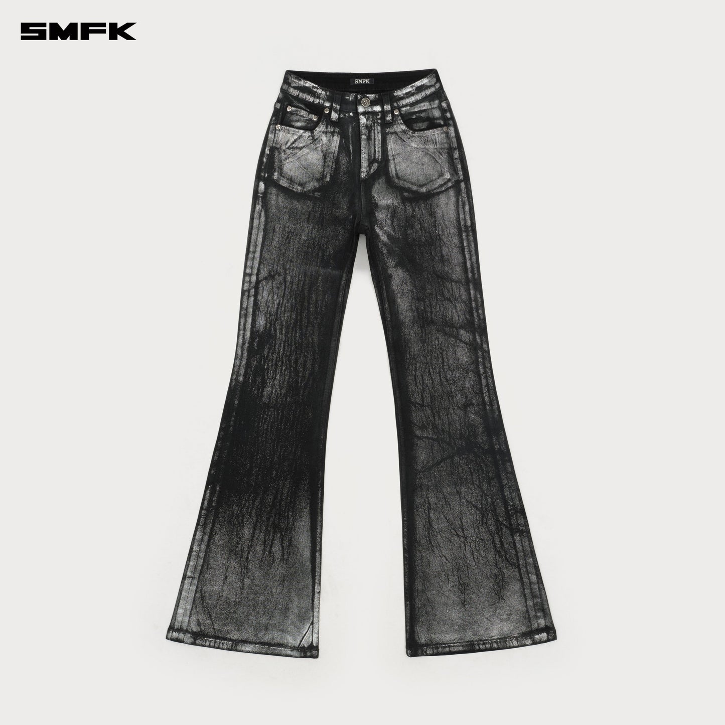 SMFK FUTURE Interstellar Phantom Glitter Flared Jeans Silver