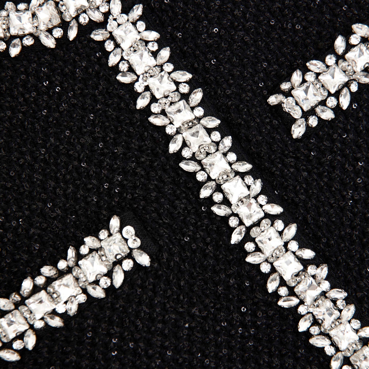 SELF-PORTRAIT Black Sequin Knit Mini Dress