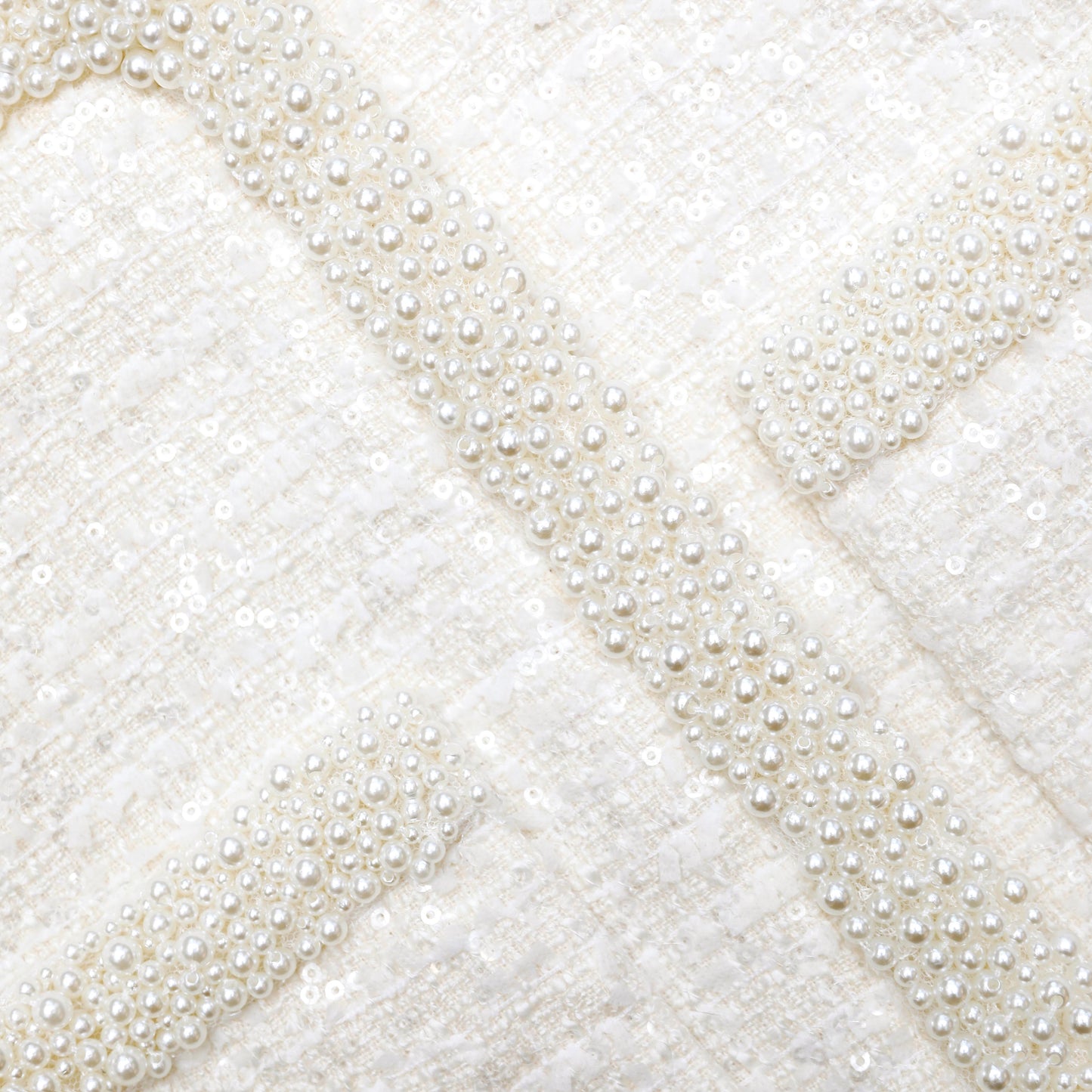 SELF-PORTRAIT Cream Boucle Pearl Trim Jacket