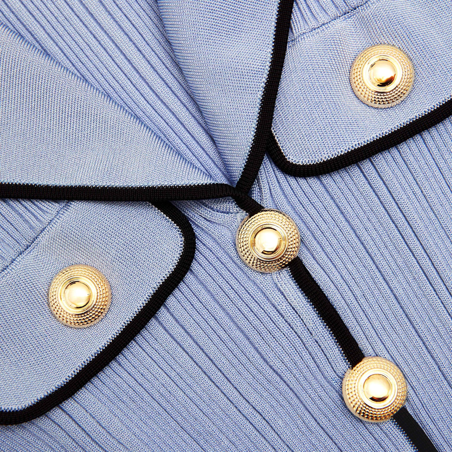 SELF-PORTRAIT Blue Viscose Rib Knit - Mini Dress