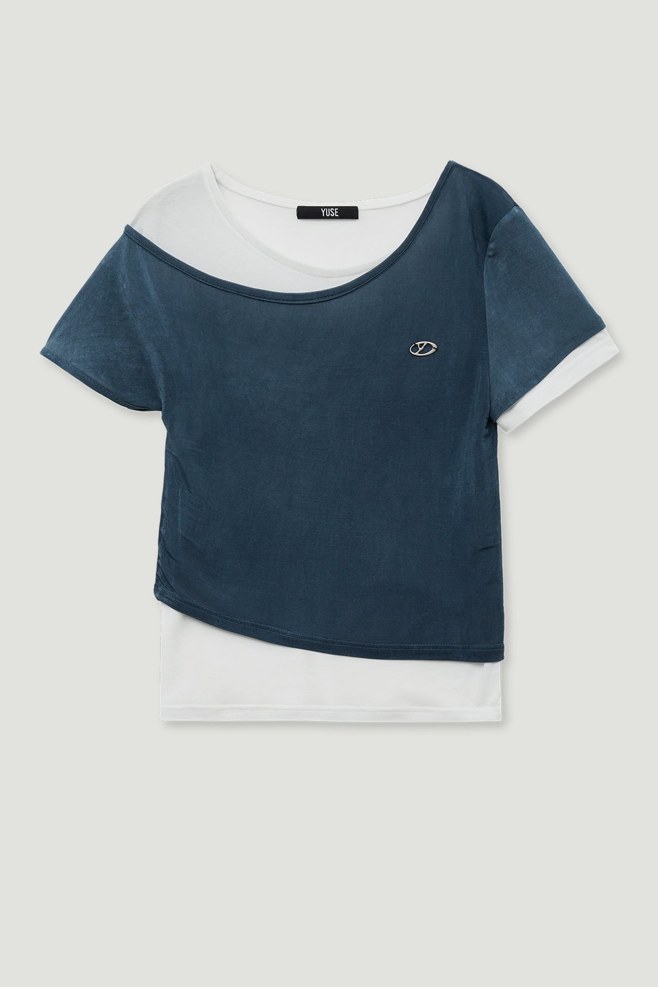 YUSE Mesh Layered Printed Shirring Tube Top - Black