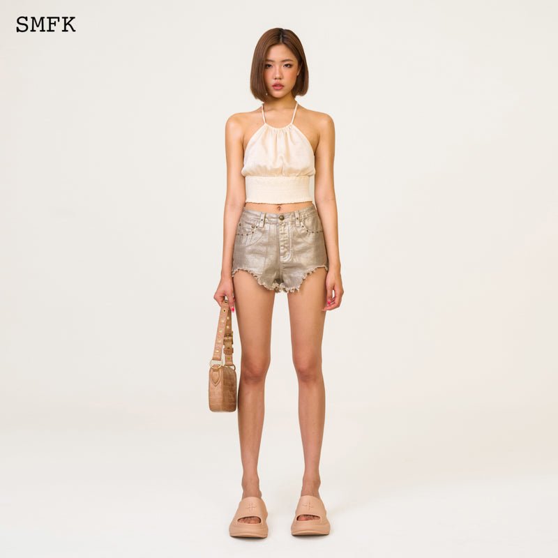 SMFK Ancient Myth Helios Halter-Neck Vest Top Pearl