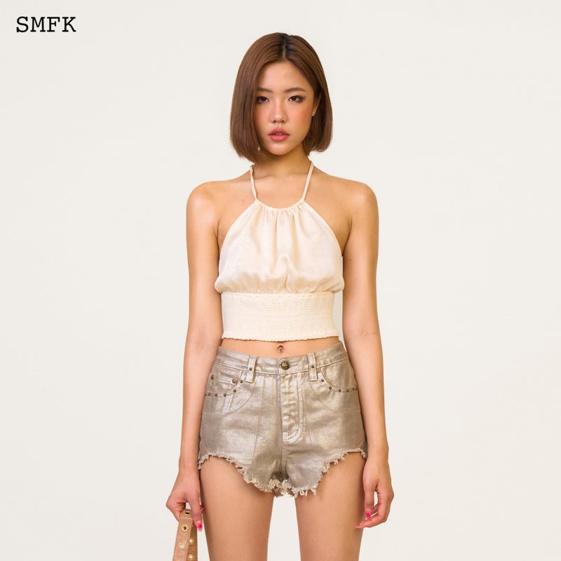 SMFK Ancient Myth Helios Halter-Neck Vest Top Pearl