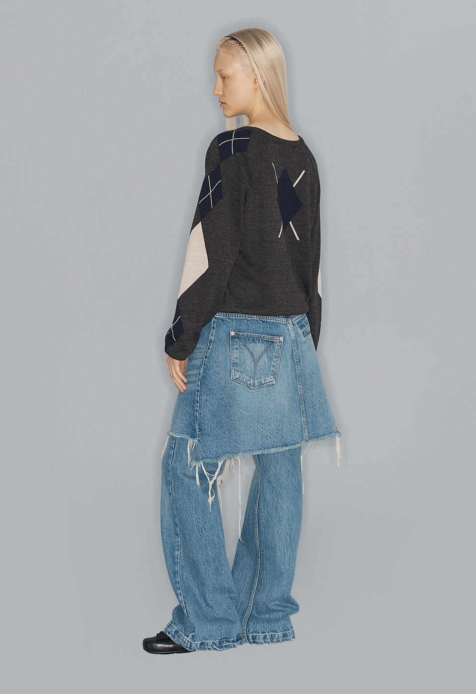OPEN YY Wrap Denim Skirt Blue