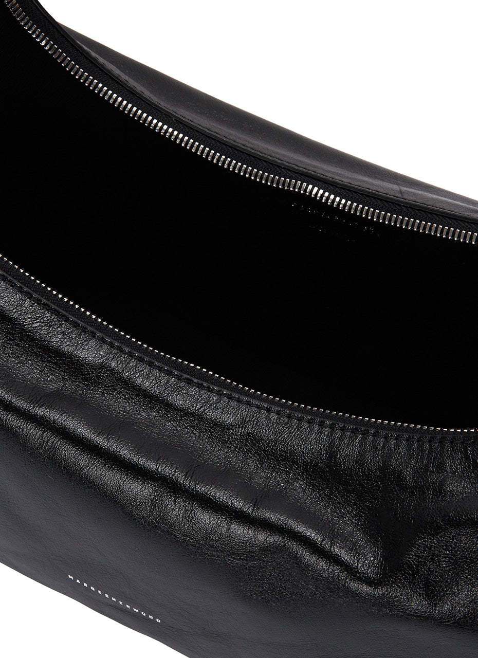 MARGESHERWOOD Hobo Shoulder_Black Glossy Plain