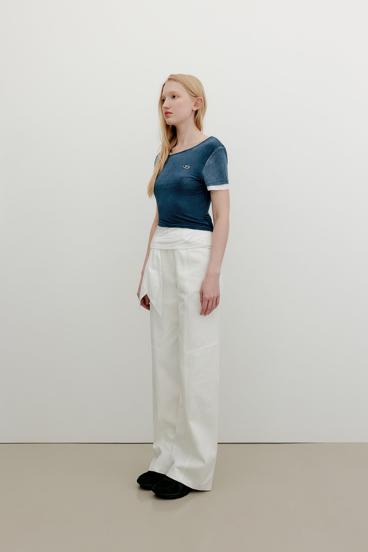 YUSE Mesh Layered Printed Shirring Tube Top - Black