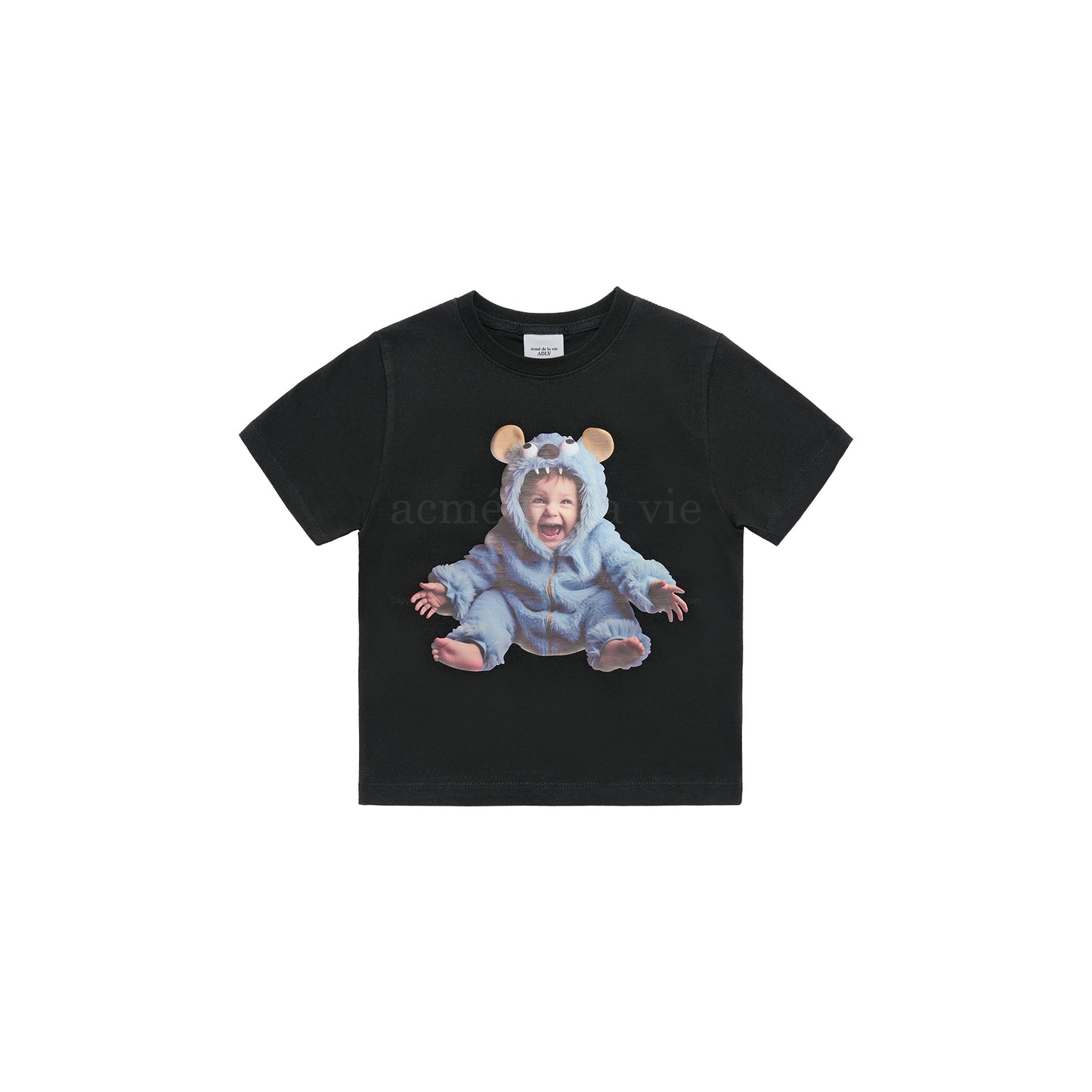 ADLV Kids Babt Face Monster Baby Short Sleeve T-shirt Black