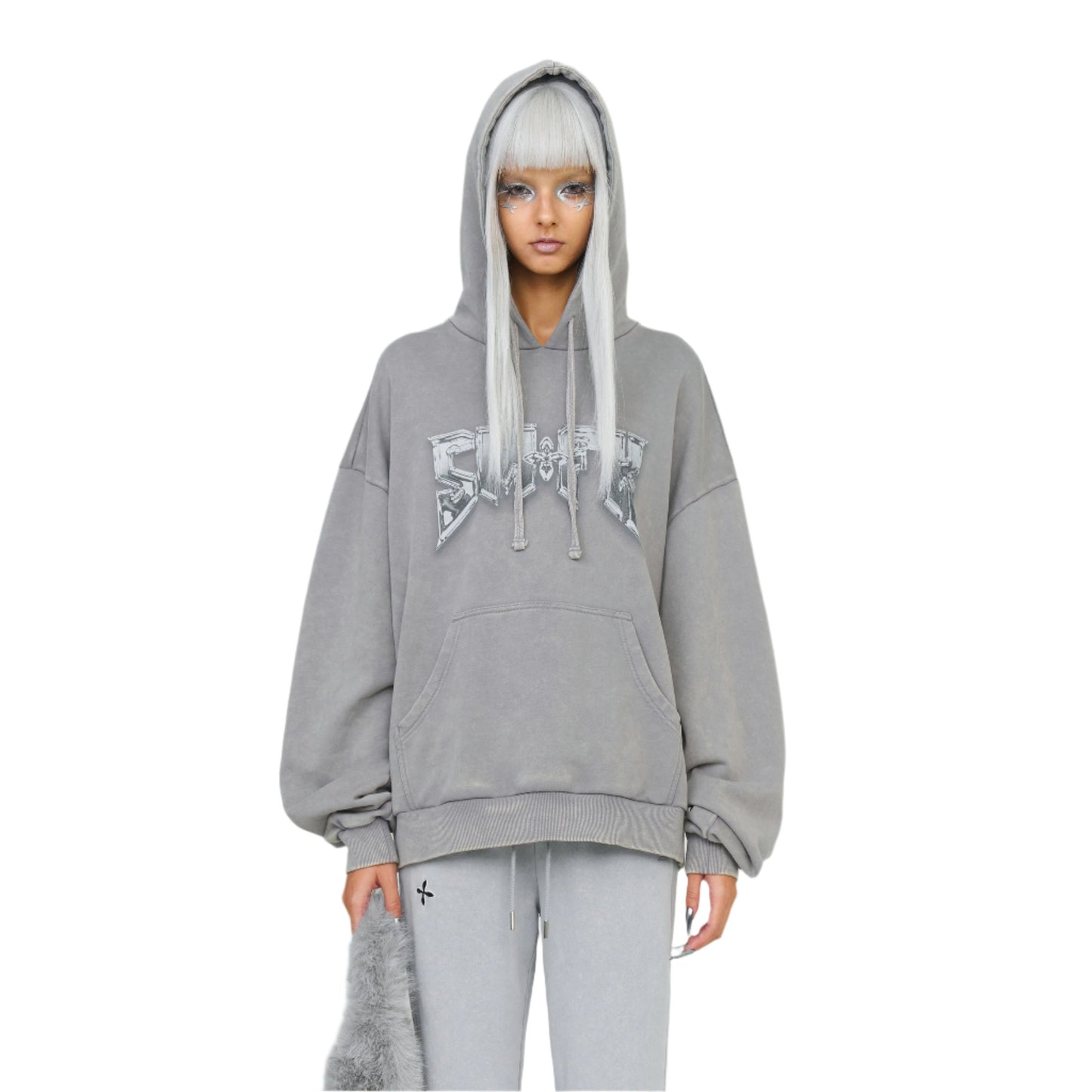 SMFK Compass Metal Rock Loose Hoodie Gray